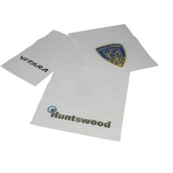 Advertising headrest protectors with print