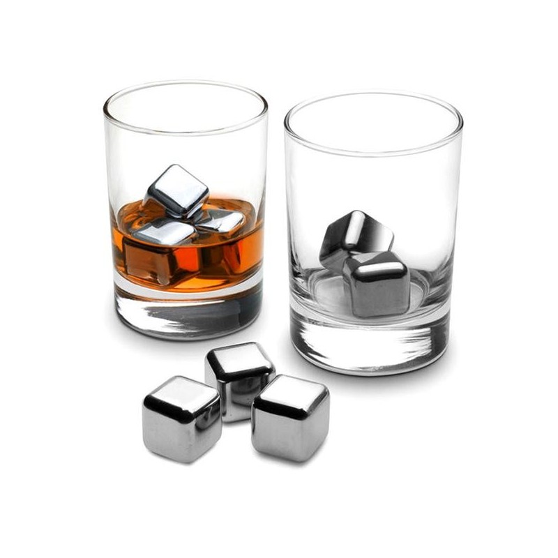 Reklamní ledové kostky ocelové, chladící / mrazící, kameny do pití, drinků, nápojů, whisky, alkoholu