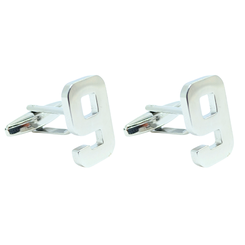 Metal Number Cufflinks – Custom Numbers (9)