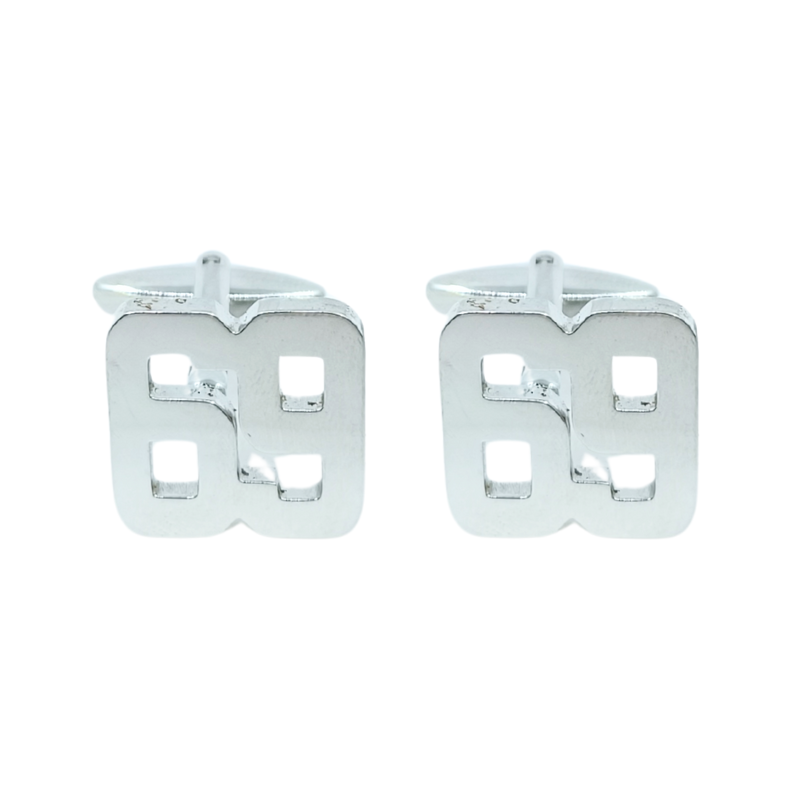 Silver Number 69 Cufflinks – Modern Numeric Design for Men