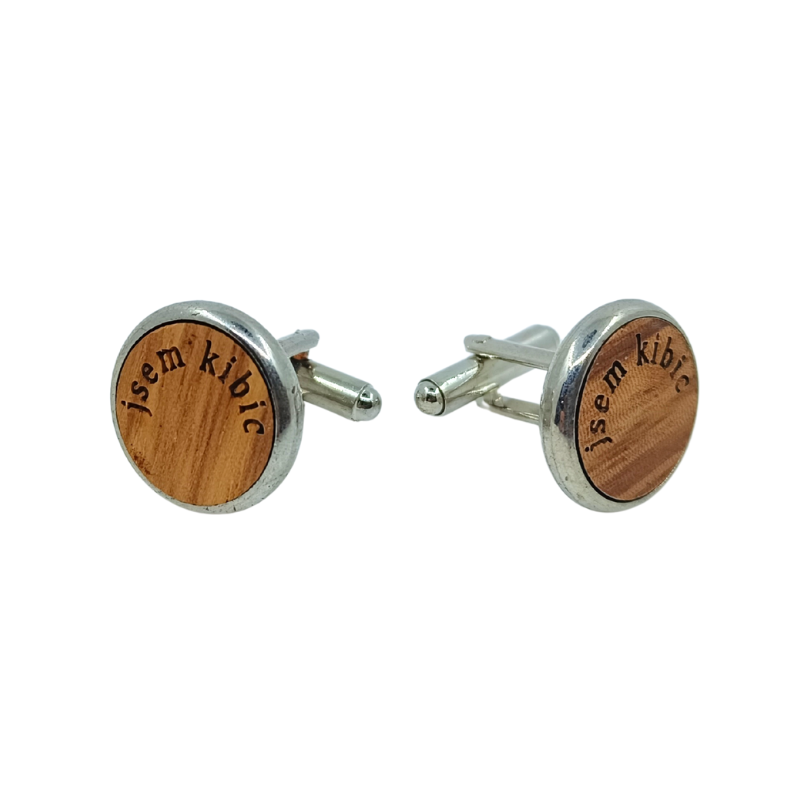 Wooden “Jsem Kibic” Cufflinks – Engraved Czech Text Design
