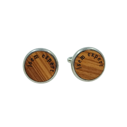Wooden “Jsem Expert” Cufflinks – Engraved Statement Design