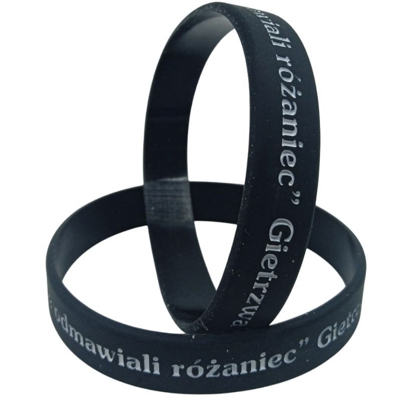 Custom Silicone Wristband with Engraved Text (Black Edition)