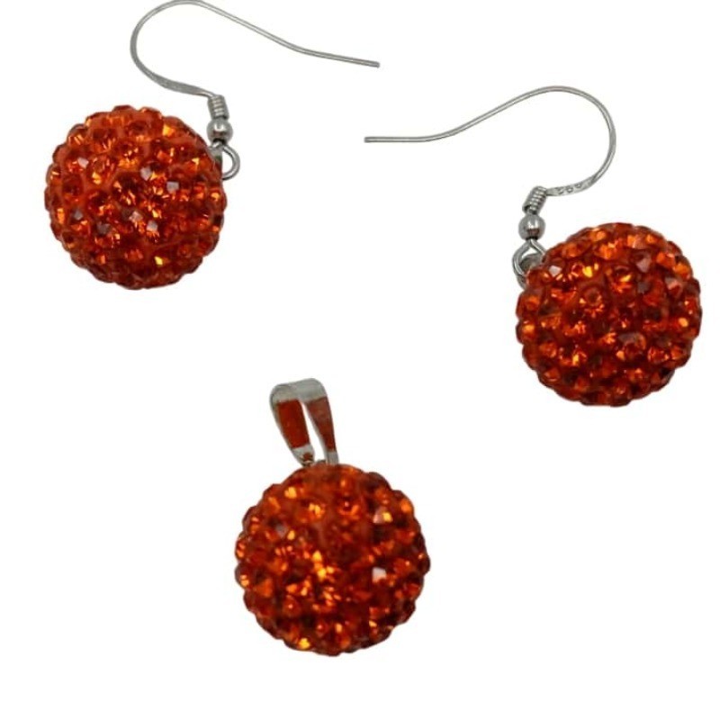 Orange Shamballa Crystal Jewelry Set for Corporate Event Merchandising