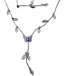 Purple Butterfly and Floral Motif Necklace for Boutique Retailers