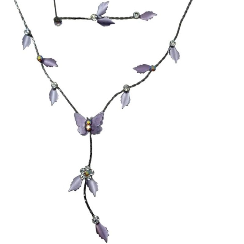 Purple Butterfly and Floral Motif Necklace for Boutique Retailers
