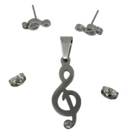 Stainless Steel Treble Clef Jewelry Set for Music Education and Arts Branding