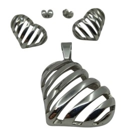 Cutout Heart Stainless Steel Jewelry Set for Corporate Social Responsibility