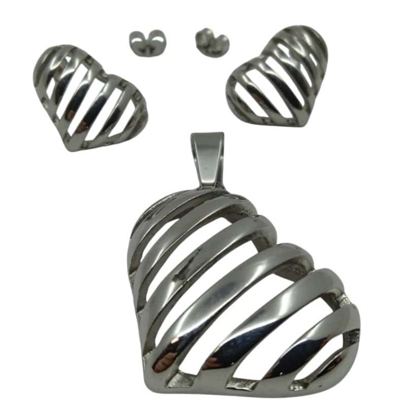 Cutout Heart Stainless Steel Jewelry Set for Corporate Social Responsibility