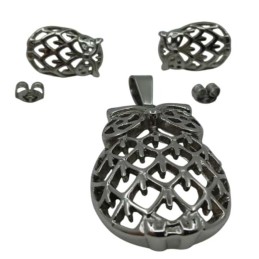 Filigree Owl Stainless Steel Jewelry Set for Educational Institutions