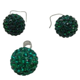 Emerald Green Pavé Crystal Jewelry Set for Corporate Identity Branding