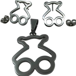 Stainless Steel Bear Silhouette Jewelry Set for Pediatric and Childcare Branding