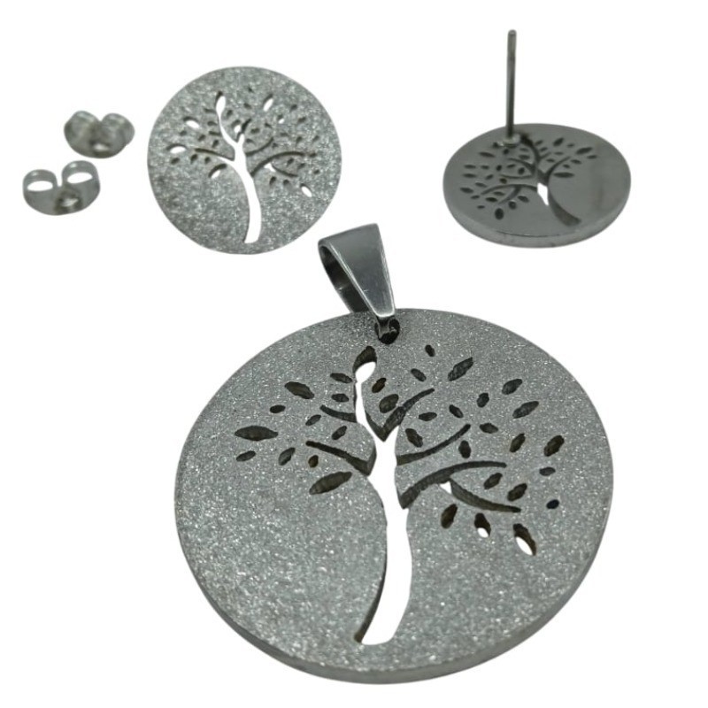 Tree of Life Stainless Steel Jewelry Set for Corporate Wellness Programs