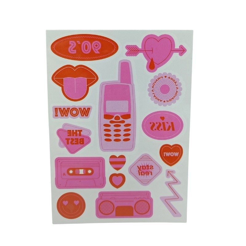 Retro 90s Themed Temporary Tattoo Sheet for Lifestyle Branding